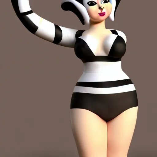 Prompt: beautiful render of a curvy mime girl with a smug expression, ambient occlusion, cute, feminine proportions, trending on artstation