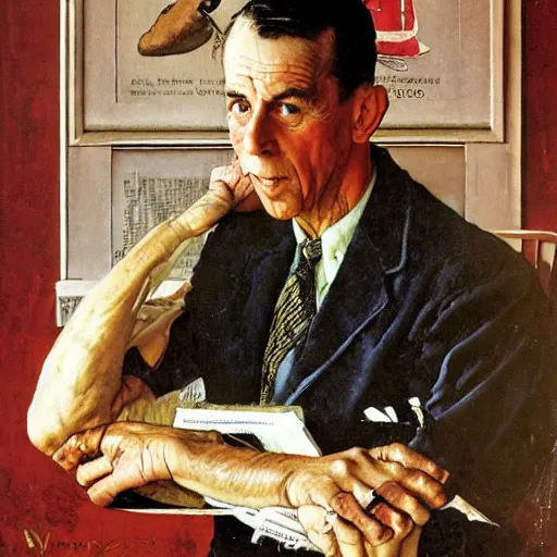 Prompt: a portrait by norman rockwell