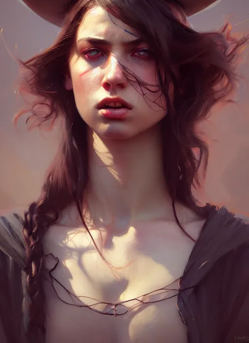Prompt: young angry woman, beautiful girl, full body, hair is lava, cowboy hat, realistic, serov, surikov, vasnetsov, repin, kramskoi, insanely detailed, charlie bowater, tom bagshaw, high resolution, octane rendered, unreal engine, illustration, trending on artstation, masterpiece, 8 k