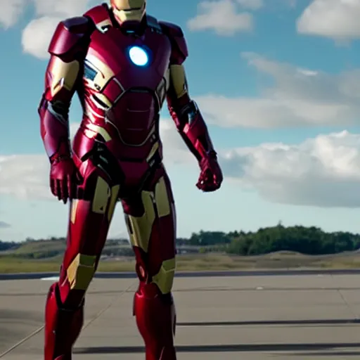 Image similar to thicc ironman has a hard time flying, film still, marvel studios, high budget, funny