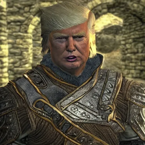Image similar to Donald Trump as NPC in Skyrim