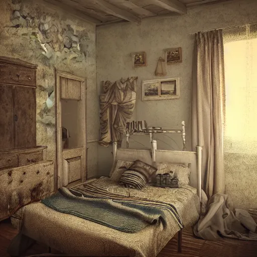 Prompt: a country bedroom, trending on artstation, hdr, instagram photo, 8 k