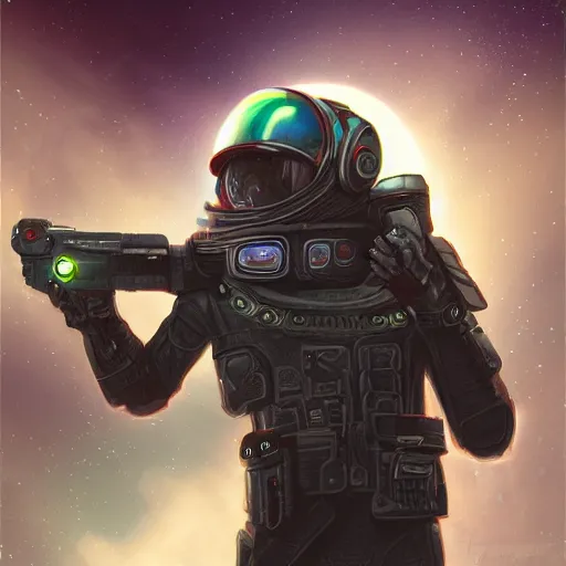 Image similar to space cop, scifi, intricate, highly detailed, digital painting, concept art, sharp focus, illustration,