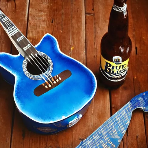 Prompt: blues. barbecue. beer. blue guitar