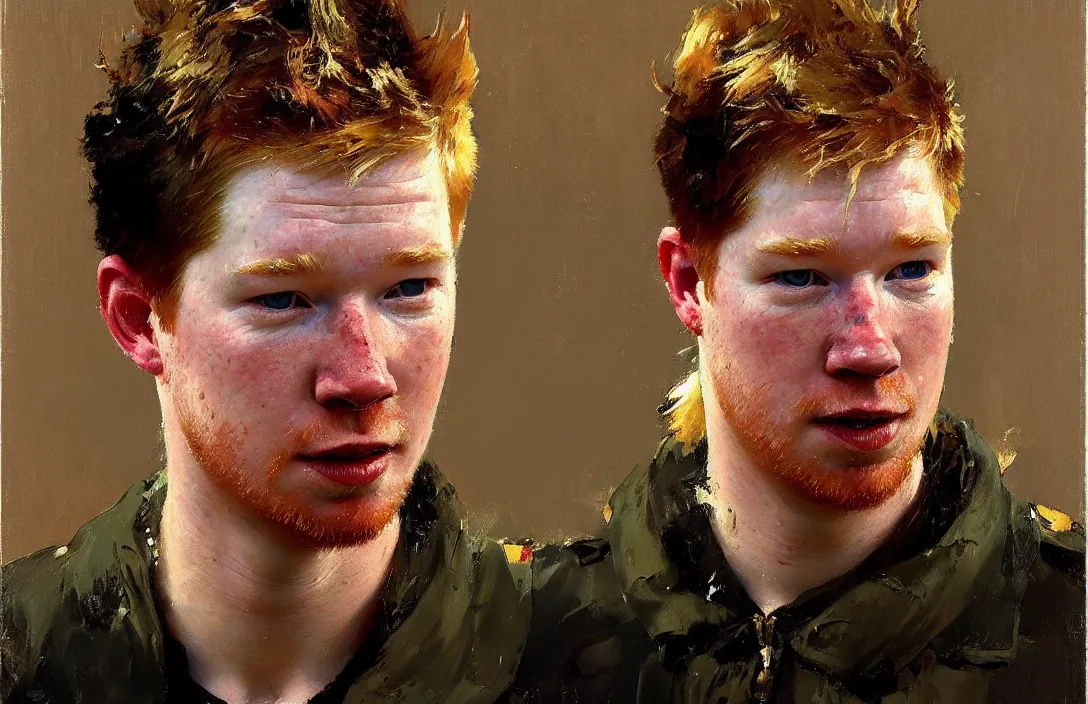 Image similar to portrait of kevin de bruyne!!!!!!!!!!!!!!!!!!!!!!!!!!!, detailed face, detailed painting, epic lighting, by ilya repin, phil hale and kent williams