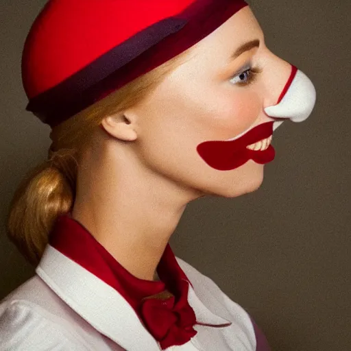 Prompt: the hamburglar as a beautiful woman, photo realistic, 8 k,