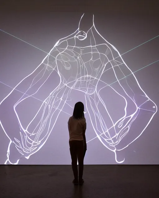 Image similar to !dream projection design installation, projections on human body