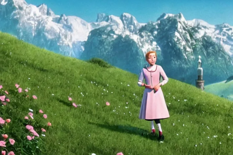 Image similar to still image from the sound of music by pixar, ultra detailed, finely detailed