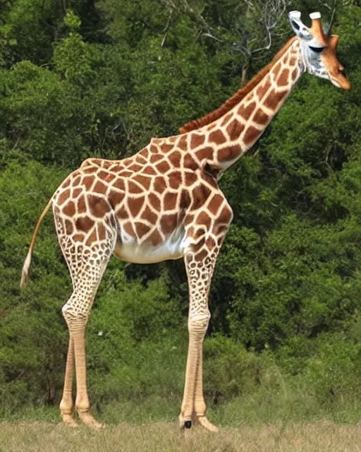 Prompt: a giraffe with a banana body