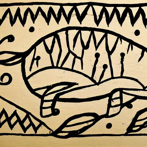 Image similar to warli painting of whale