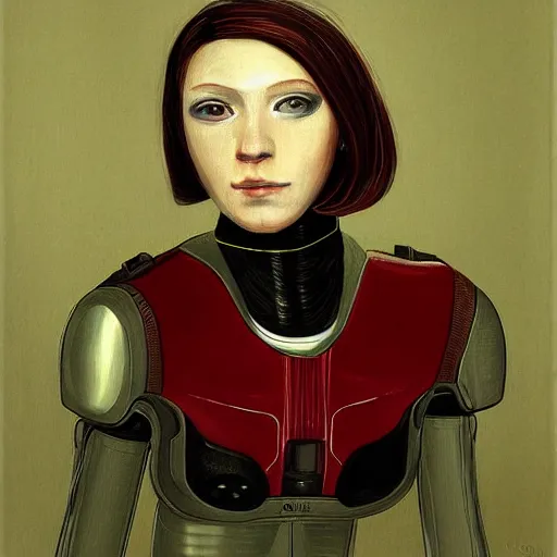 Image similar to portrait of a female android by marie - denise villers