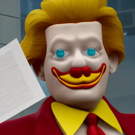 donald trump as sad ronald mcdonald holding paper bag, | Stable ...