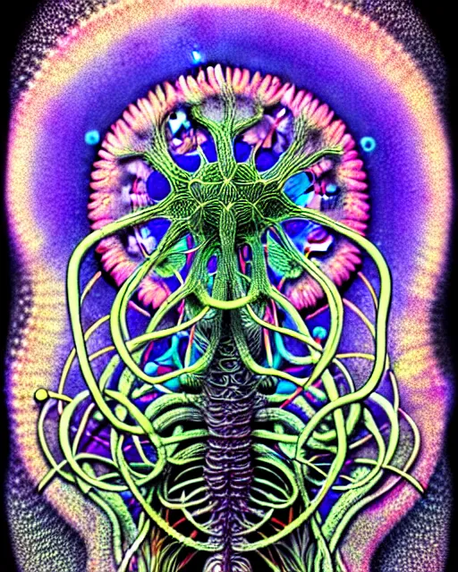 Image similar to stem cells, close up details, intrinsic, drawn by Ernst Haeckel, colorful, beeple rendering, written by HP Lovecraft