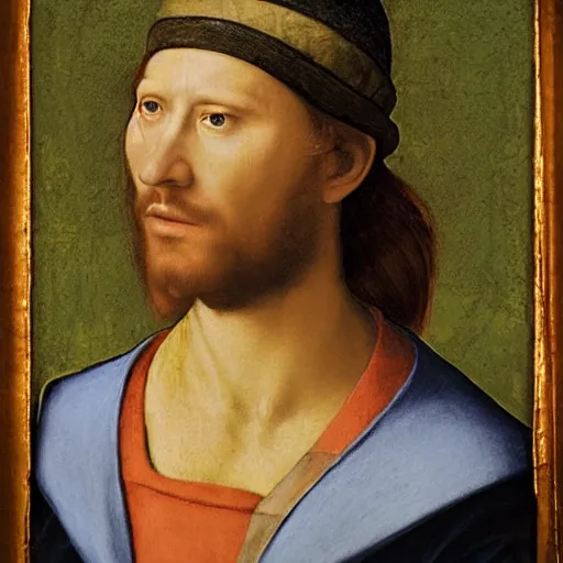 Image similar to renaissance portrait in the style of raphael, of steve irwin the crocodile hunter
