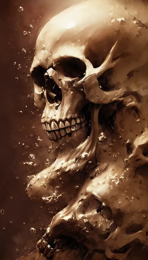 Prompt: highly detailed beautiful photography of a beautifull skull, splash, sharp focus, dynamic lighting, elegant harmony, beauty, masterpiece, by riccardo federici, by craig mullins, by greg tocchini