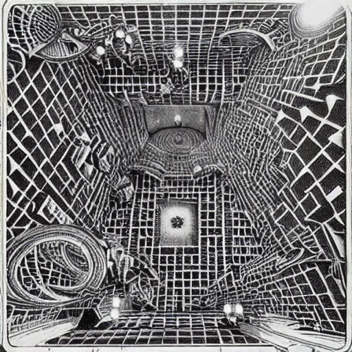 Prompt: extremely detailed interstellar labyrinth, gothic horror, mc escher, mind bending