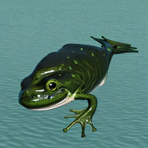 Image similar to hybrid of frog whale, vray