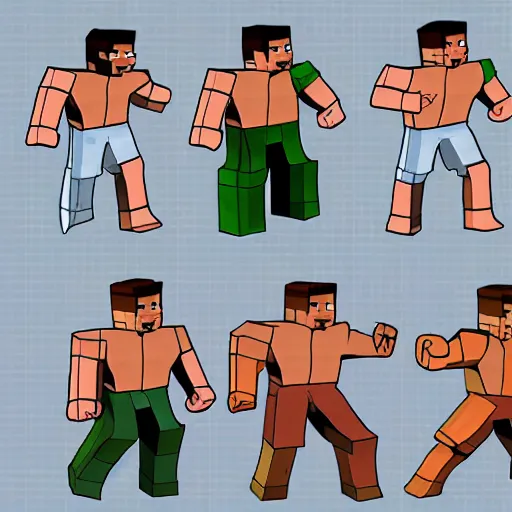 Image similar to comically buff minecraft steve fighting hank hill art 4 k marvel deviantart artstation dynamic pose