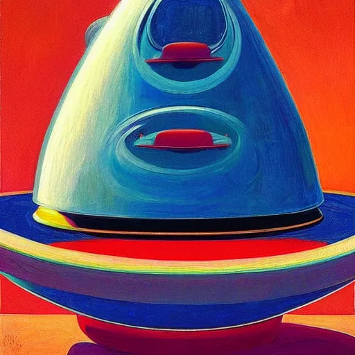 Prompt: space ship by wayne thiebaud
