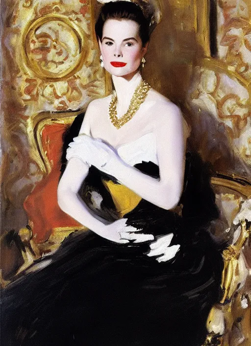 Image similar to portrait of grace kelly, by john singer sargent