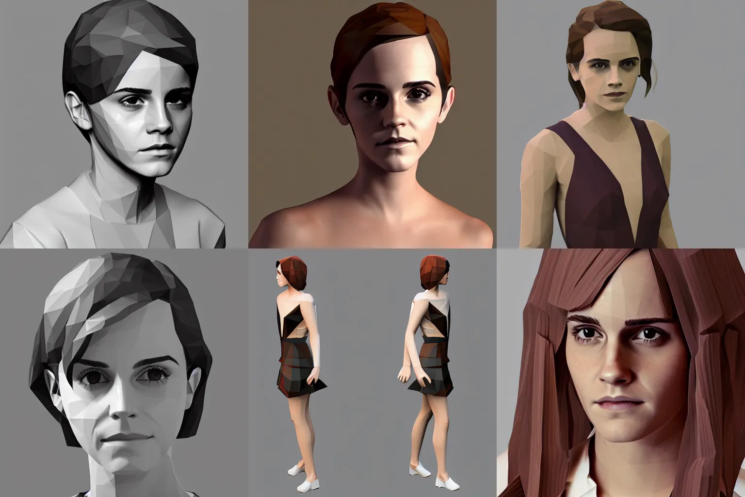 Prompt: Emma Watson lowpoly 3D render