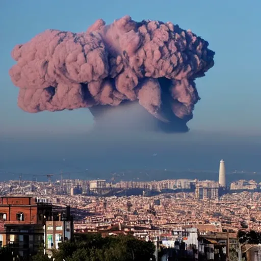 Image similar to nuke explosion in the skyline from barcelona seen from vallvidrera