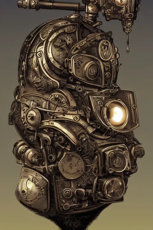 Image similar to steampunk helmet fantasy art mask robot ninja stylized digital illustration sharp focus, elegant intricate digital painting artstation concept art global illumination ray tracing advanced technology chaykin howard and campionpascale and cooke darwyn and davis jack