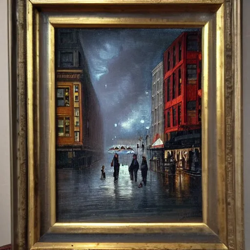 Image similar to rainy and stormy New York City, Victorian art