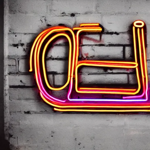 Prompt: neon graffiti sign, real life photography