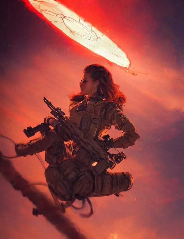 Image similar to a brown - haired woman in a military uniform hovering in the air glowing with red light and crackling energy, by frank fazetta and peter mohrbacher, trending on artstation, digital art, 4 k resolution, detailed, high quality, sharp focus, hq artwork, coherent, insane detail, concept art, character concept, character full body portrait