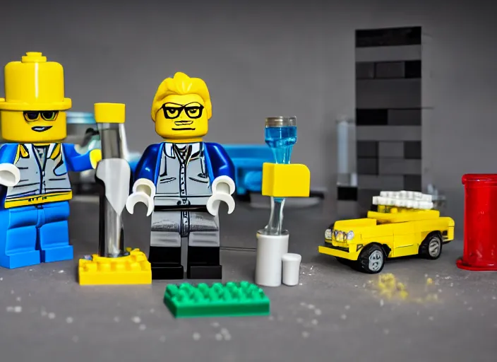 Image similar to product photo still of walter white breaking bad car wash lego playset, 8 k, 1 2 0 mm macro, f 1. 8, studio lighting, key light