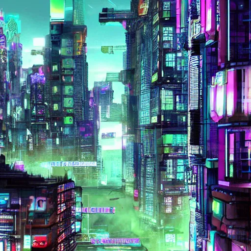 Image similar to cyberpunk city lsd