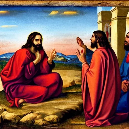 Prompt: Jesus Laments, painted by Carvaggio