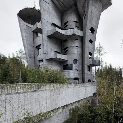 Image similar to scifi castle with a hybrid of brutalist and organic architecture, photography