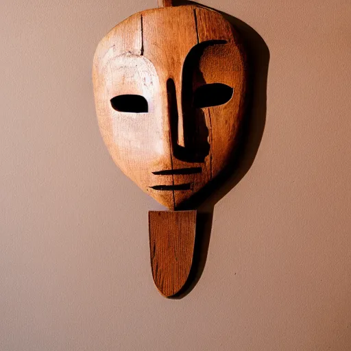 Image similar to wooden mask of hands covering face