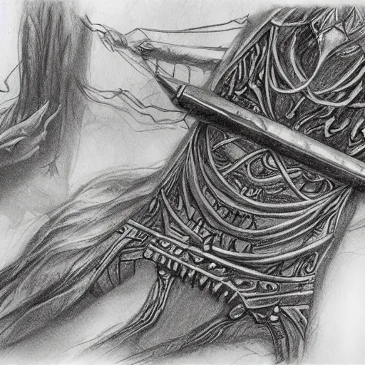 Image similar to concept art for a speculative horror role - playing game, intricate, detailed, pencil sketch