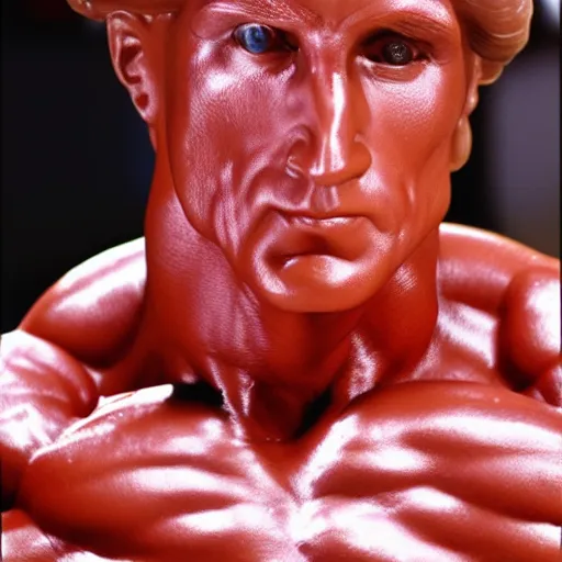 Prompt: photo of George Washington posing at Mr. Olympia, high quality, face details, sharp focus