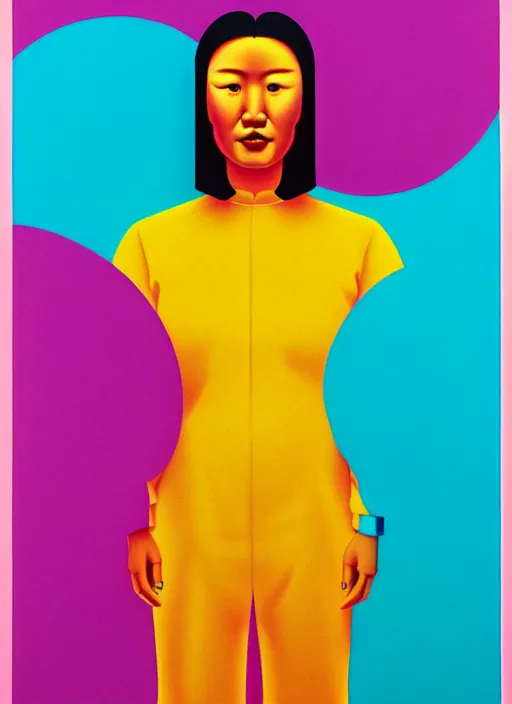 Image similar to peggy gou by shusei nagaoka, kaws, david rudnick, airbrush on canvas, pastell colours, cell shaded, 8 k