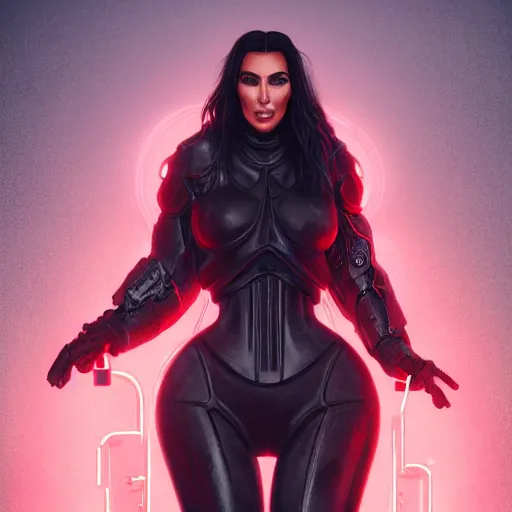 Prompt: kim kardashian portrait, dystopia core, apocalyptic, armor, warrior, dramatic, sharp focus, fiction, neon, fantasy, hyper detailed, digital art, trending in artstation, cinematic lighting, studio quality, smooth render, unreal engine 5 rendered, octane rendered, art style and nixeu and wlop and krenz cushart