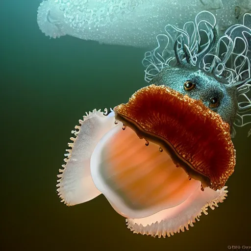Prompt: a wolf - jellyfish - squid, wildlife photography