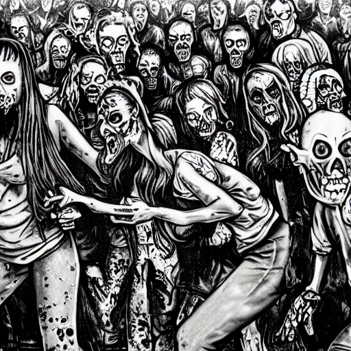 Image similar to zombies at a rave, highly detailed photorealistic