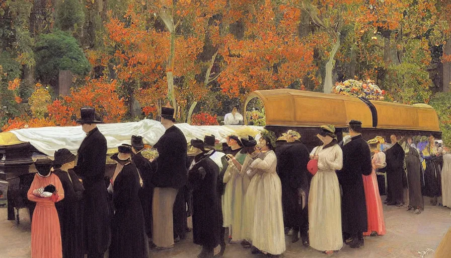 Prompt: a masterpiece painting of a funeral by santiago rusinol