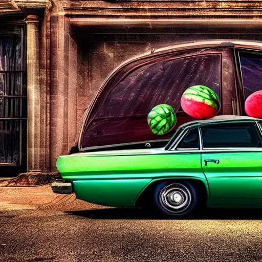 Prompt: stunning award winning hyperrealistic hdr 8 k highly detailed photo of a car watermelon