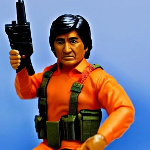 Prompt: Evo Morales as a g.i. joe action figure