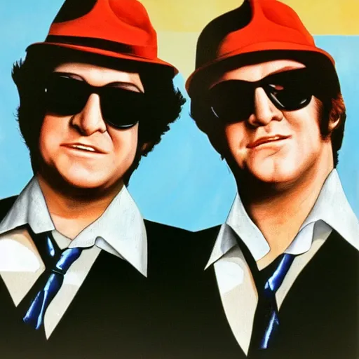 Image similar to the blues brothers as conjoined twins