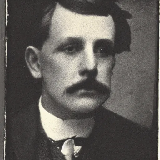 Image similar to headshot edwardian photograph of john flansburgh, 1 9 2 0 s, sinister, evil, realistic face, 1 9 1 0 s, grainy, victorian, soft blur