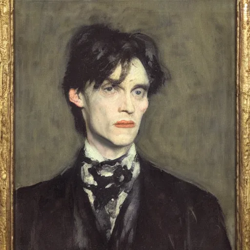 Image similar to portrait of dorian gray by walter sickert, john singer sargent, william open, oil on canvas, national portrait gallery