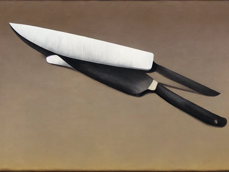Image similar to knives, painting by rene magritte, high detail, high resolution