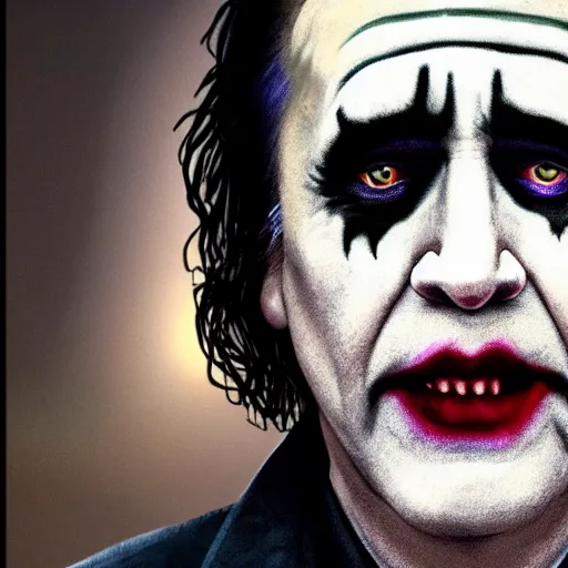 Prompt: hyperreal photo of Nicolas Cage as the Joker