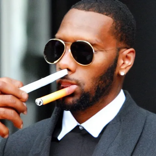 Prompt: lebrom james smoking a cigarette